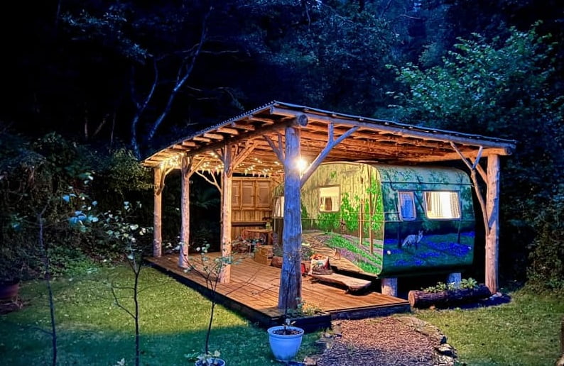 Vintage Caravan at Night