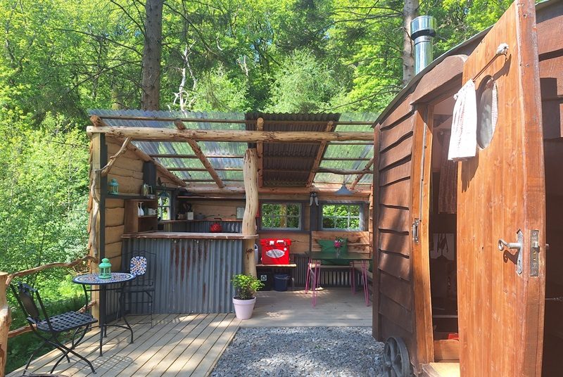 woodland cabin and terrace